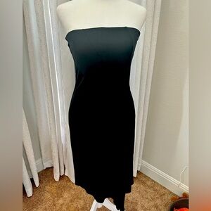 Polecki Black Strapless lined Asymmetrical Dress size XS.